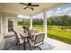Relaxing covered patio perfect for outdoor dining and entertaining with backyard views at 7345 Vale Ct, Cumming, GA 30028
