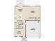 First floor layout featuring a spacious kitchen, dining area, and a two-car garage at 412 Corricella Ct, Mcdonough, GA 30253