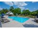 Inviting community pool with ample lounge chairs, tables, and umbrellas for relaxing poolside at 1885 N Creek Cir, Alpharetta, GA 30009