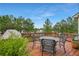 Outdoor deck with chairs and table for entertaining, surrounded by lush greenery at 909 Shatley Dr, Stockbridge, GA 30281