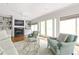 Cozy living room featuring a fireplace, built-in shelves, comfortable seating, and abundant natural light at 956 Clifton Ne Rd, Atlanta, GA 30307