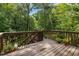 Outdoor back deck with wooden patio and brown railings, offering a nice view at 3570 Bardfield Ct, Cumming, GA 30041