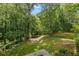 This backyard offers a wooden deck overlooking a well-maintained yard with greenery at 3570 Bardfield Ct, Cumming, GA 30041