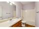 Bathroom featuring a single sink vanity, with a tub and shower combo at 99 Rainwater Ln, Dallas, GA 30157