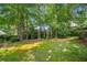 This gorgeous backyard features mature trees and a swing set at 1205 Compass Pointe Xing, Alpharetta, GA 30005