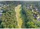 Aerial view of the neighborhood showcasing the homes along a green space at 112 Birchwood Pass, Canton, GA 30114