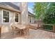 Wide view of a wooden deck with a dining table set surrounded by a well-maintained backyard at 112 Birchwood Pass, Canton, GA 30114