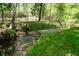 Discover the charm of a backyard creek, featuring a natural water feature and lush landscaping at 170 Mayfield Cir, Alpharetta, GA 30009