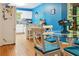 A dining area featuring blue walls and white furniture at 141 Mills Creek Path, Hiram, GA 30141