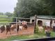 This image shows a fenced in lot with ponies, goats, a animal shelter and a colorful playground at 141 Mills Creek Path, Hiram, GA 30141