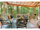 Relaxing screened-in porch with cozy seating, wood flooring, and view of surrounding greenery at 141 Mills Creek Path, Hiram, GA 30141