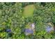 Aerial shot of wooded property showcasing a home, pool, and expansive green space in Douglasville, GA at 3345 Bomar Rd, Douglasville, GA 30135