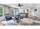 Open-concept living room with hardwood floors, neutral tones, and seamless transition to the kitchen, perfect for modern living at 4012 Ironhill Ln, Woodstock, GA 30189