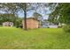 Spacious backyard offers plenty of room for outdoor activities; surrounded by mature trees and green foliage at 5653 Bradley Cir, Lithonia, GA 30038