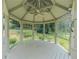 Interior view of a charming gazebo with windows providing a tranquil retreat surrounded by nature at 3290 Spain Rd, Snellville, GA 30039