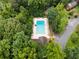Aerial view of a neighborhood pool surrounded by lush greenery, offering a private and serene setting at 217 Millbrook Farm Rd, Marietta, GA 30068