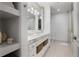 Modern bathroom boasts dual sinks, marble countertops, and a glass-enclosed shower at 1820 Peachtree Nw St # 303, Atlanta, GA 30309