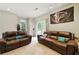 Relaxing living room with leather sofas, a carpeted floor, and a sliding glass door to the outside at 4773 Aberdeen Ln, Stone Mountain, GA 30083