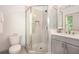 Bathroom with walk-in shower, gray vanity, and a light countertop at 1216 Virginia Ne Ct # 8, Atlanta, GA 30306