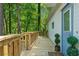 Inviting deck area perfect for outdoor seating with lush greenery and a door to the home at 1000 Delta Dr, Canton, GA 30114