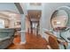 Grand foyer with hardwood floors, a soaring ceiling, and elegant lighting at 568 Musical Ct, Lawrenceville, GA 30044