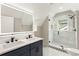 Elegant bathroom featuring a double vanity, large shower and modern fixtures at 1283 Beecher Sw St, Atlanta, GA 30310
