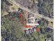 Aerial view highlighting the property's location with a private trail to Oak Road Park at 2630 Timler Trce, Snellville, GA 30078