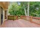 Spacious wooden deck overlooking a lush backyard, perfect for outdoor entertaining at 3267 Remembrance Trce, Lawrenceville, GA 30044