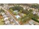 Aerial community shot featuring a neighborhood pool, tennis courts, and surrounding houses at 3417 Sable Chase Ln, Atlanta, GA 30349