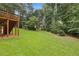 Lush backyard showcasing expansive lawn, mature trees and foliage creating a peaceful outdoor space at 340 Old York Rd, Johns Creek, GA 30097