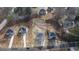 Aerial view of new construction project with lot lines denoting the property as .58 +/- acres at 4420 Ross Estates Ct, Snellville, GA 30039
