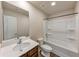 Modern bathroom featuring a vanity, toilet, and shower/tub combination at 513 Moline Way, Locust Grove, GA 30248