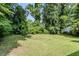 Expansive green backyard, framed by mature trees and lush vegetation, provides serene outdoor space at 9119 Woodgreen Way, Jonesboro, GA 30238