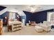 Charming bedroom with vaulted ceiling, blue accent walls, and cozy furniture at 1023 Spruce Creek Ln, Lawrenceville, GA 30045