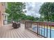 A view from the second story deck overlooking the backyard pool at 3243 Northbrook Dr, Atlanta, GA 30341