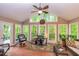 Bright sunroom features brick floors, ample windows, and views of the backyard at 120 Majesty Ln, Fayetteville, GA 30215