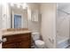 Bathroom with vanity, sink, toilet and shower-tub combo at 4331 Wrexham Ct, Snellville, GA 30039