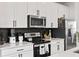 Modern kitchen with stainless steel appliances, white cabinets, and neutral countertops at 125 Climbing Ivy Cir, Fayetteville, GA 30214