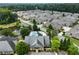Aerial view of community featuring lush landscaping, a pond with a fountain, and a sparkling community pool at 1896 Grove Field Ln # 29, Marietta, GA 30064