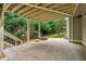 The covered back patio features a stone fire pit, perfect for outdoor gatherings at 310 Arbor Creek Trl, Roswell, GA 30076