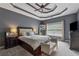 This main bedroom features a tray ceiling, neutral color palette, and a well-lit sitting area at 310 Arbor Creek Trl, Roswell, GA 30076