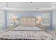 Main bedroom with carpet, neutral walls, and large picture windows at 570 Hunt River Way, Suwanee, GA 30024