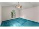 Bedroom features vaulted ceiling, ceiling fan, and a large arched window at 2806 Vintage Wood Nw Way, Kennesaw, GA 30144