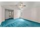 Bedroom features vaulted ceiling, ceiling fan, and view into ensuite bathroom at 2806 Vintage Wood Nw Way, Kennesaw, GA 30144