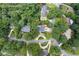Aerial view of the property showcasing its location, surrounded by lush greenery and a well-maintained yard at 3009 Gant Quarters Dr, Marietta, GA 30068