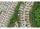 Community aerial shot showcasing neat houses with lush trees and community tennis courts at 123 Meridian Dr, Woodstock, GA 30188