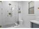 Modern bathroom features frameless shower, white subway tile, and stylish vanity at 2013 White Cypress Ct, Smyrna, GA 30082