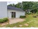 The backyard features a concrete patio, privacy fence, and mature landscaping at 214 Chelsea Ct, Woodstock, GA 30189
