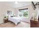 Inviting bedroom with a comfortable bed, bedside lamps, and a large window offering serene neighborhood views at 441 Spring View Dr, Woodstock, GA 30188