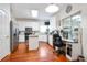 Spacious kitchen with stainless appliances, an island, and a breakfast nook with desk at 1441 Hada Ln, Lawrenceville, GA 30043